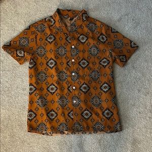 Men's Geometric Pattern Shirt - Orange